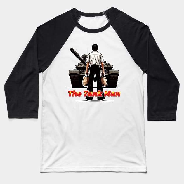 Tank Man Baseball T-Shirt by Rawlifegraphic